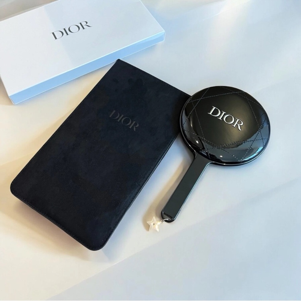 Dior Black Quilted Handheld Mirror